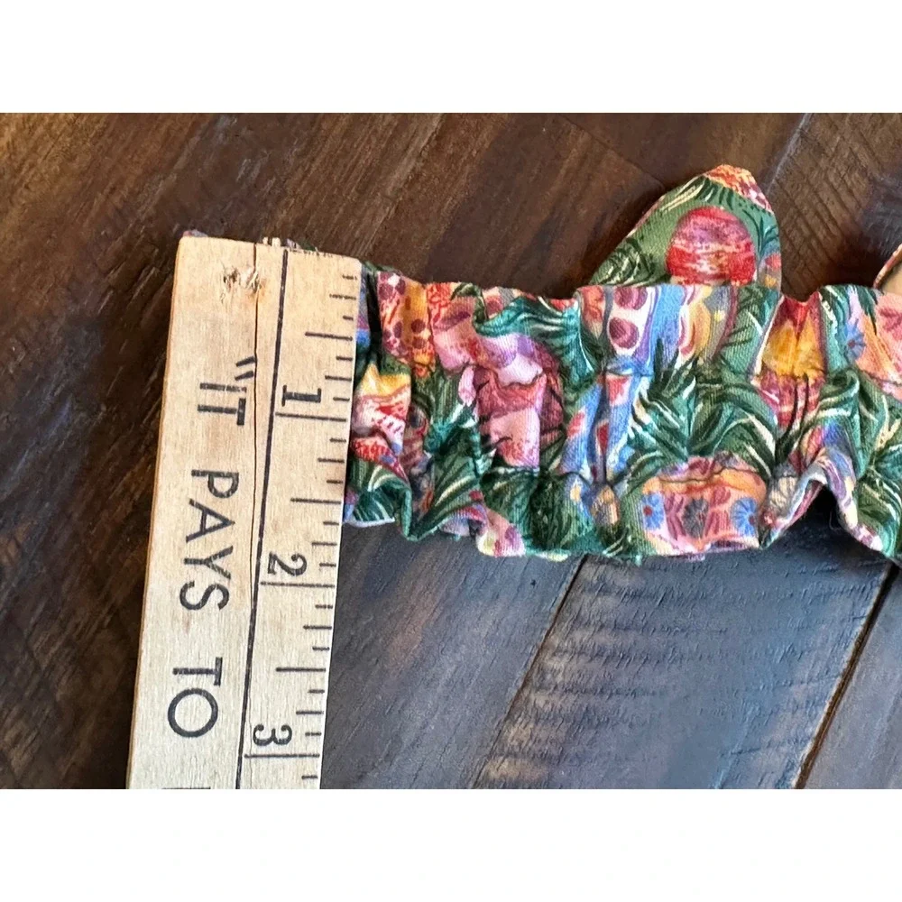 Longaberger Floral Easter Egg Basket Garter Ruffled Bow Accessory Green Pink